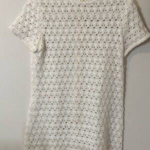 VINTAGE 1968 Off White Crochet Short Sleeve Dress sz11